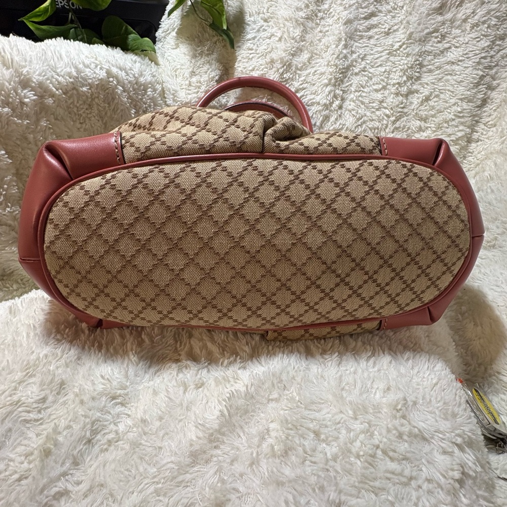Gucci Beige Monogram Satchel with Pink-Brown Trim - Picture 6 of 15